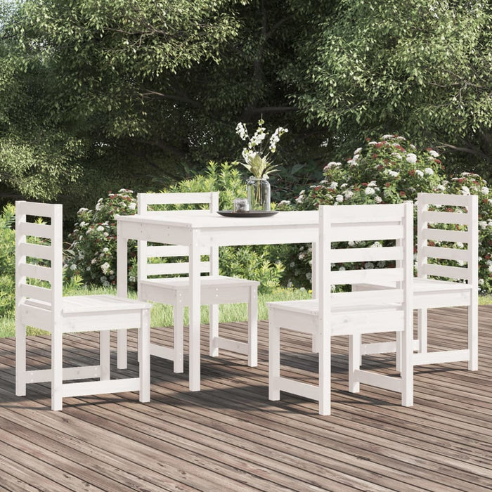 Set da Pranzo per Giardino 5pz Bianco in Legno Massello di Pino 3154684
