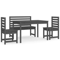 Set da Pranzo per Giardino 4pz Grigio in Legno Massello di Pinocod mxl 100218