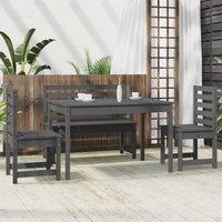 Set da Pranzo per Giardino 4pz Grigio in Legno Massello di Pinocod mxl 100218