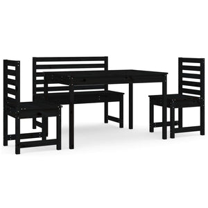 Set da Pranzo per Giardino 4pz Nero in Legno Massello di Pino 3154699