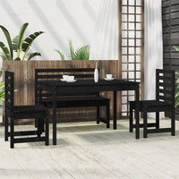 Set da Pranzo per Giardino 4pz Nero in Legno Massello di Pino 3154699