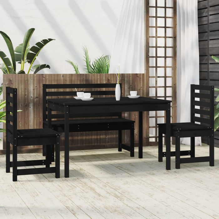 Set da Pranzo per Giardino 4pz Nero in Legno Massello di Pino 3154699