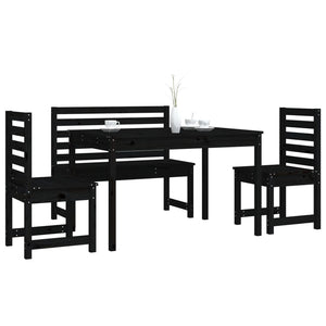 Set da Pranzo per Giardino 4pz Nero in Legno Massello di Pino 3154699