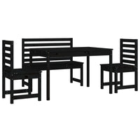 Set da Pranzo per Giardino 4pz Nero in Legno Massello di Pino 3154699
