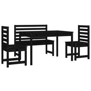 Set da Pranzo per Giardino 4pz Nero in Legno Massello di Pino 3154699