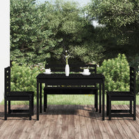 Set da Pranzo per Giardino 4pz Nero in Legno Massello di Pino 3154699