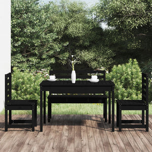 Set da Pranzo per Giardino 4pz Nero in Legno Massello di Pino 3154699