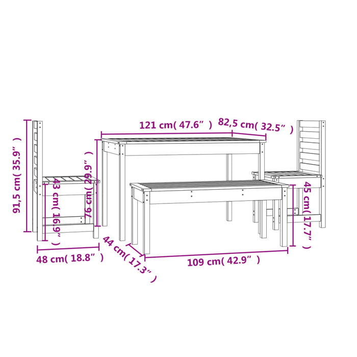 Set da Pranzo per Giardino 4 pz in Legno Massello di Douglas 3154706