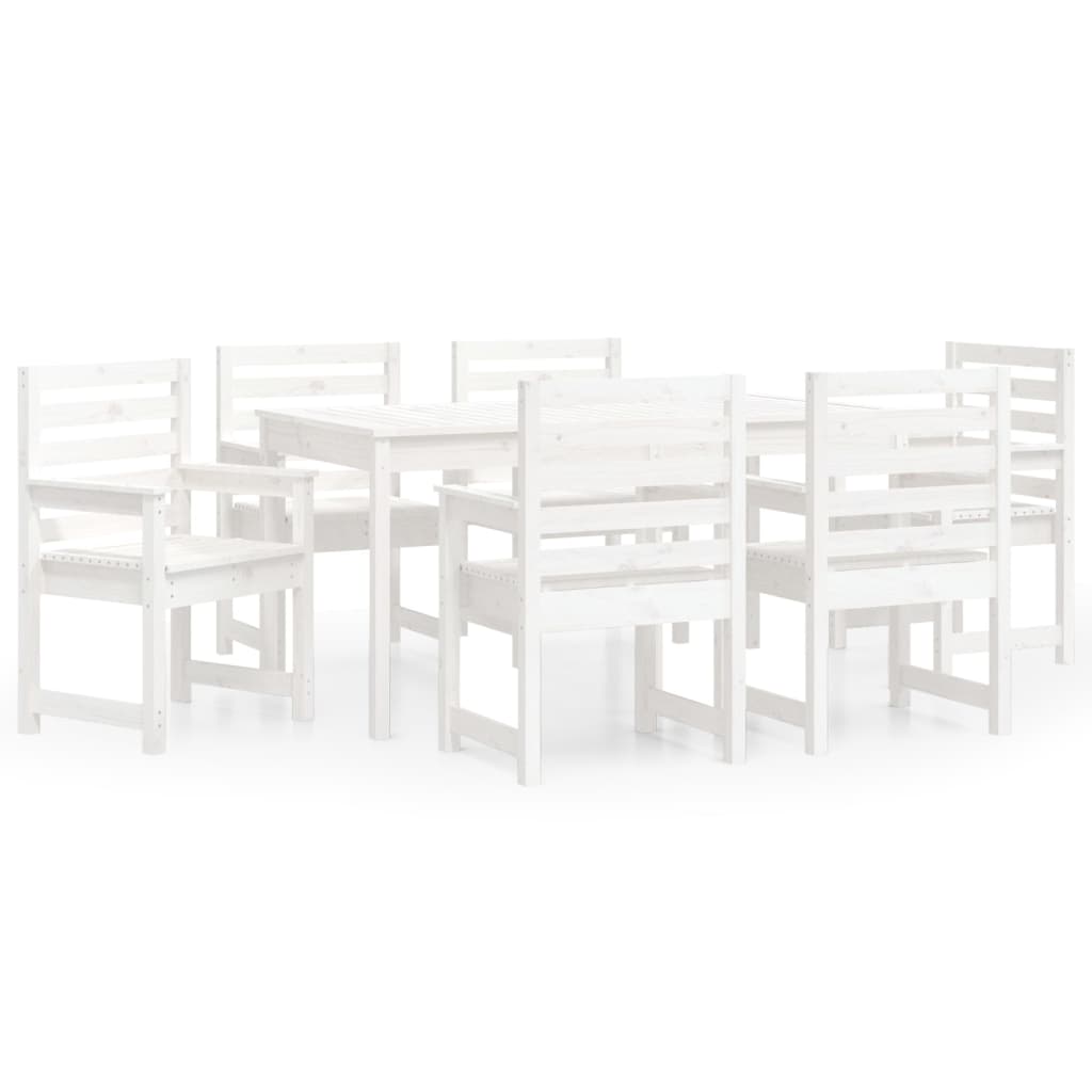 Set da Pranzo per Giardino 7pz Bianco in Legno Massello di Pino 3154714