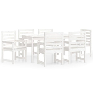 Set da Pranzo per Giardino 7pz Bianco in Legno Massello di Pino 3154714