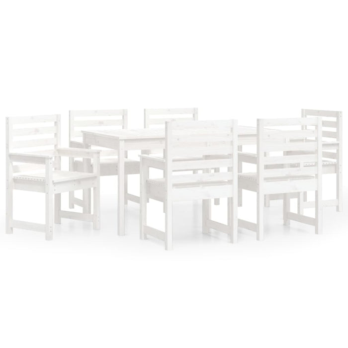 Set da Pranzo per Giardino 7pz Bianco in Legno Massello di Pino 3154714