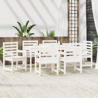 Set da Pranzo per Giardino 7pz Bianco in Legno Massello di Pino 3154714