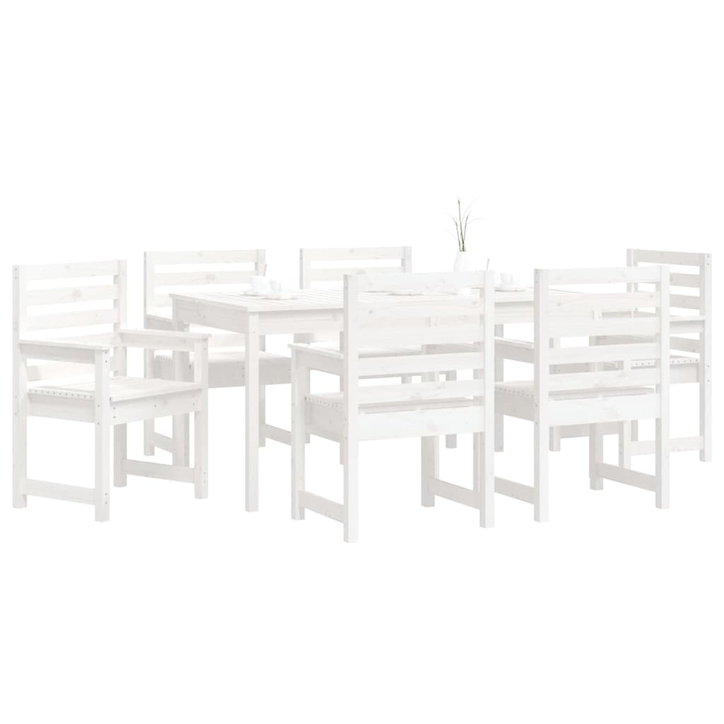 Set da Pranzo per Giardino 7pz Bianco in Legno Massello di Pino 3154714