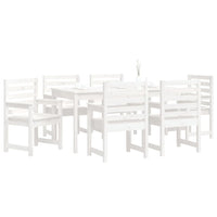 Set da Pranzo per Giardino 7pz Bianco in Legno Massello di Pino 3154714