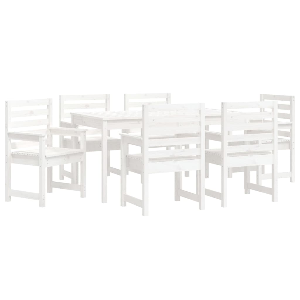 Set da Pranzo per Giardino 7pz Bianco in Legno Massello di Pino 3154714