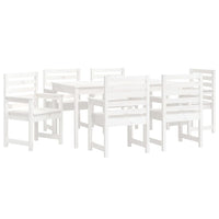 Set da Pranzo per Giardino 7pz Bianco in Legno Massello di Pino 3154714