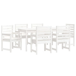 Set da Pranzo per Giardino 7pz Bianco in Legno Massello di Pino 3154714