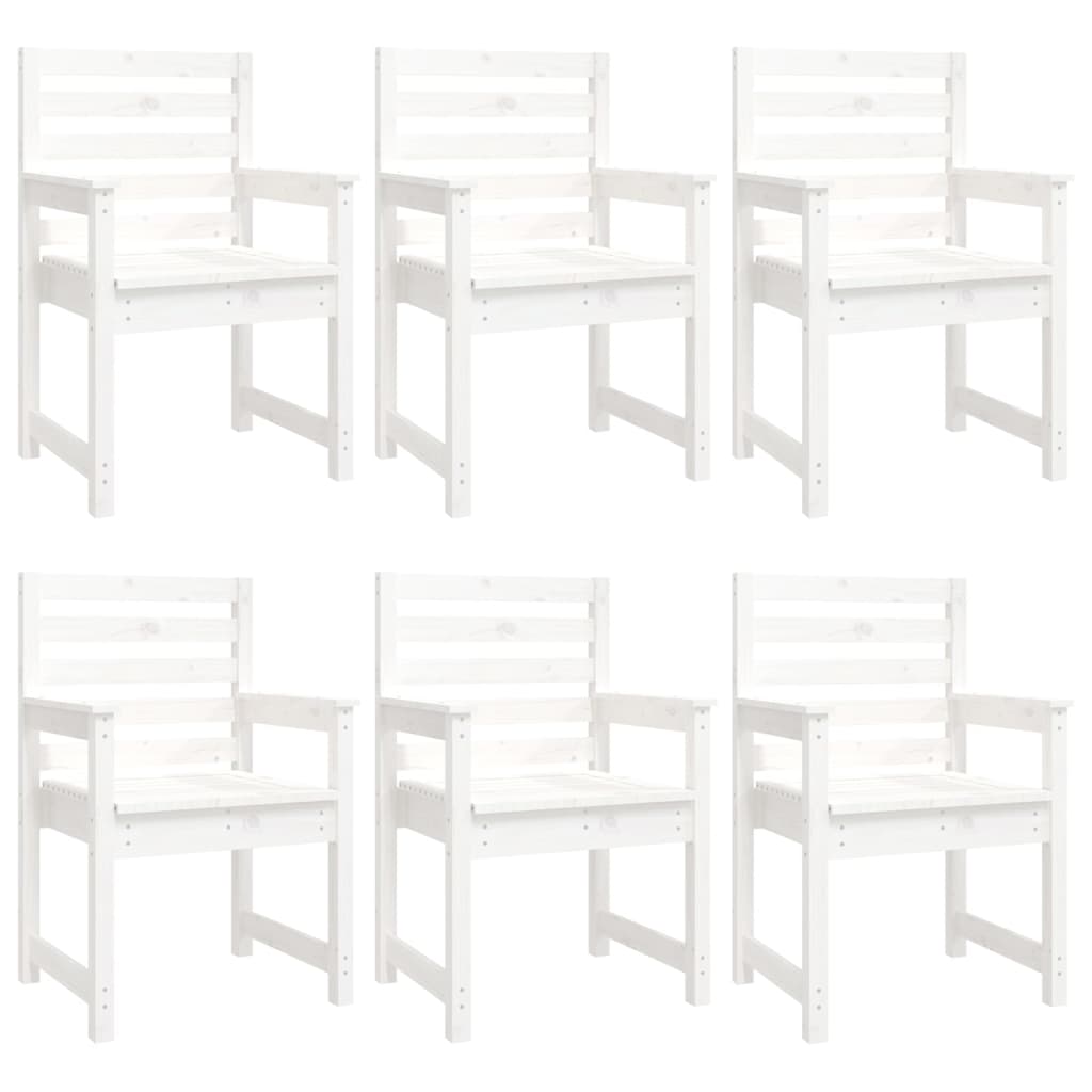 Set da Pranzo per Giardino 7pz Bianco in Legno Massello di Pino 3154714