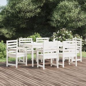 Set da Pranzo per Giardino 7pz Bianco in Legno Massello di Pino 3154714