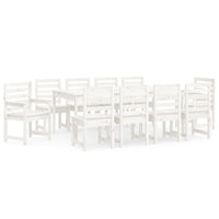 Set da Pranzo per Giardino 11pz Bianco Legno Massello di Pinocod mxl 124207