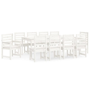 Set da Pranzo per Giardino 11pz Bianco Legno Massello di Pinocod mxl 124207