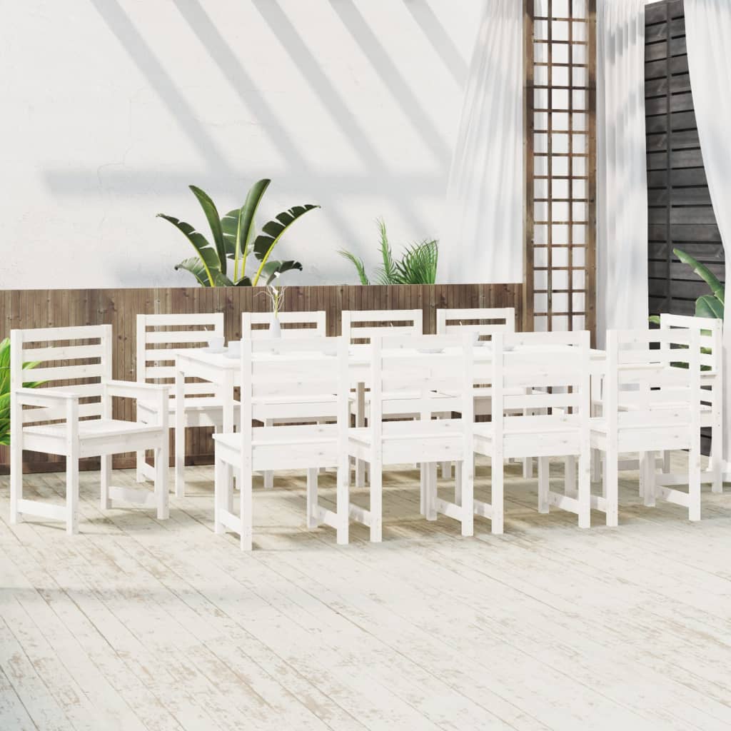 Set da Pranzo per Giardino 11pz Bianco Legno Massello di Pinocod mxl 124207
