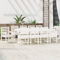 Set da Pranzo per Giardino 11pz Bianco Legno Massello di Pinocod mxl 124207