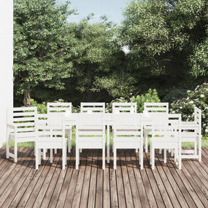 Set da Pranzo per Giardino 11pz Bianco Legno Massello di Pinocod mxl 124207