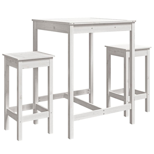 Set Bar da Giardino 3 pz Bianco in Legno Massello di Pino 3154726