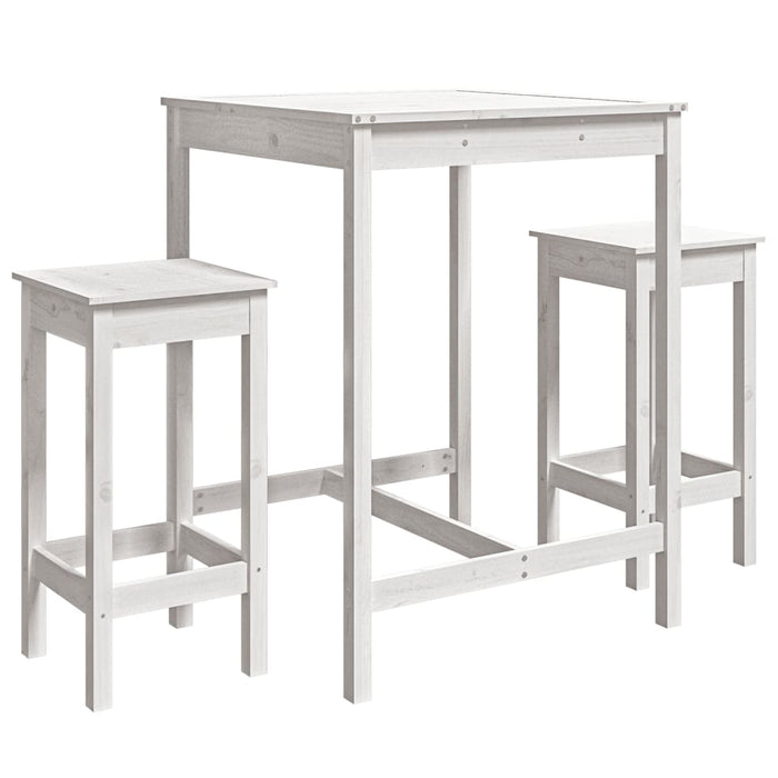 Set Bar da Giardino 3 pz Bianco in Legno Massello di Pino 3154726