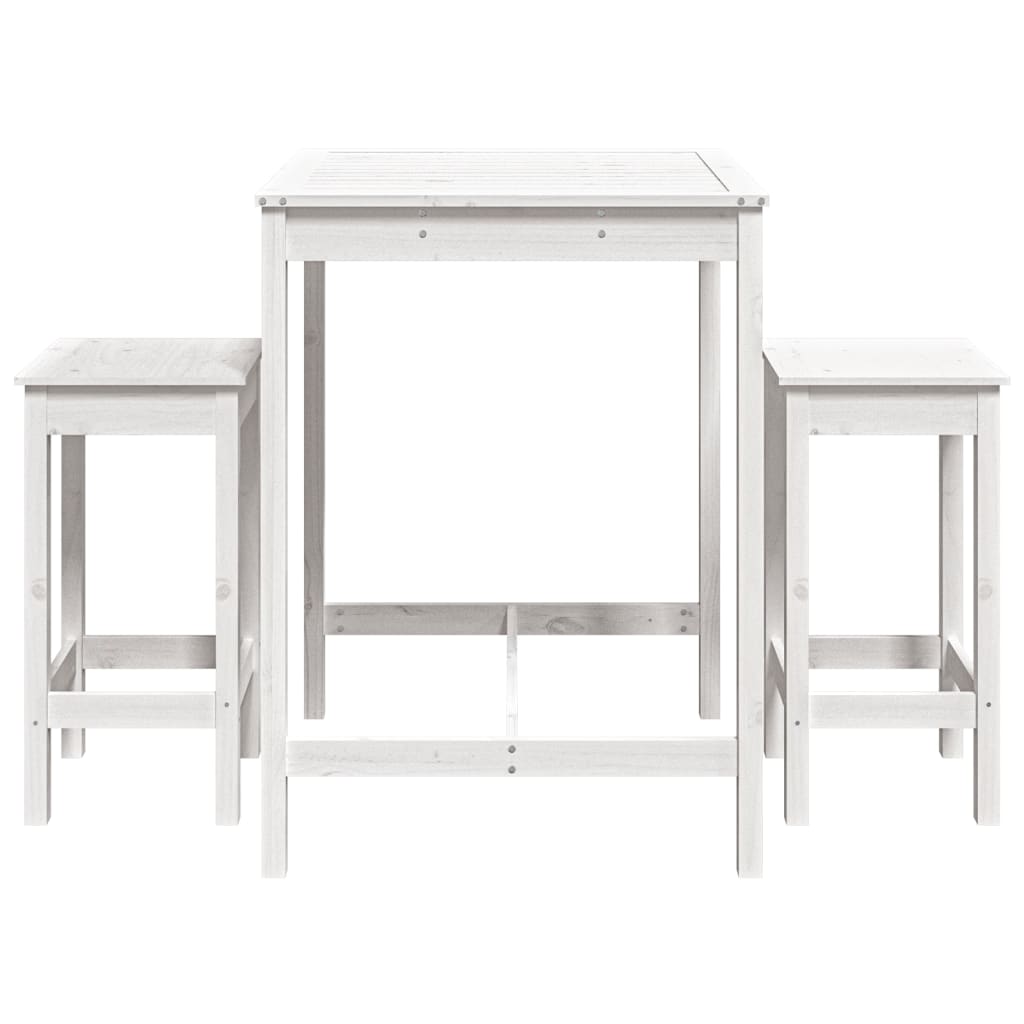 Set Bar da Giardino 3 pz Bianco in Legno Massello di Pino 3154726
