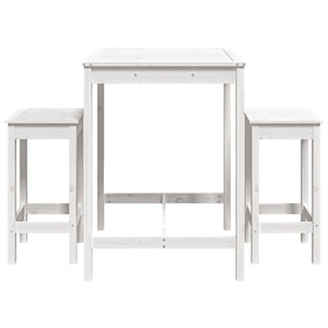 Set Bar da Giardino 3 pz Bianco in Legno Massello di Pino 3154726