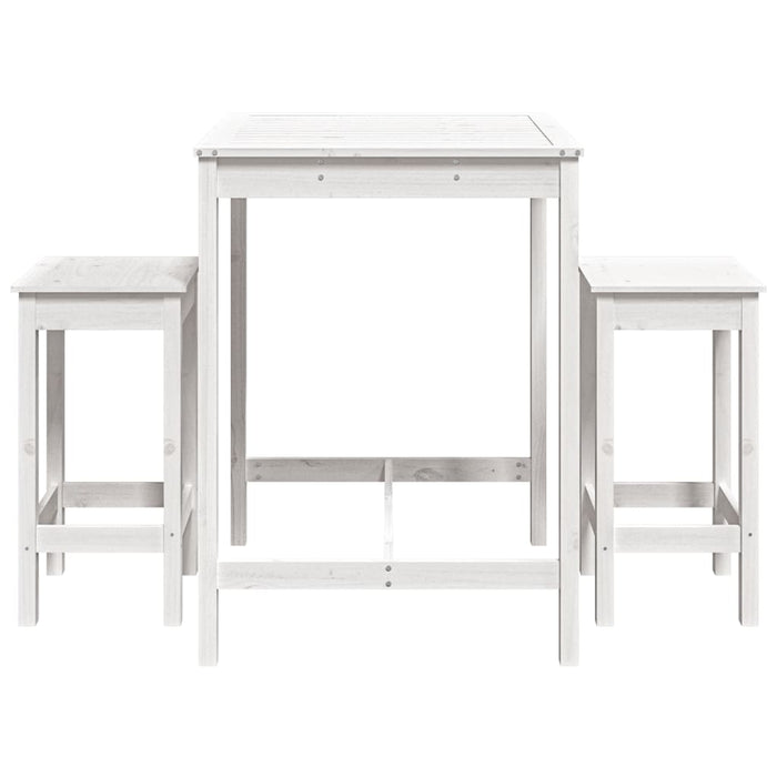 Set Bar da Giardino 3 pz Bianco in Legno Massello di Pino 3154726