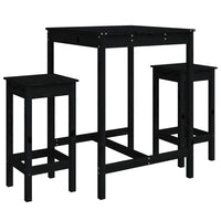 Set Bar da Giardino 3 pz Nero in Legno Massello di Pino 3154729