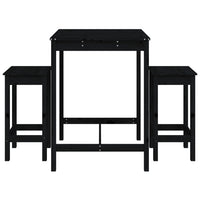 Set Bar da Giardino 3 pz Nero in Legno Massello di Pino 3154729