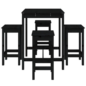 Set Bar da Giardino 5 pz Nero in Legno Massello di Pino 3154734