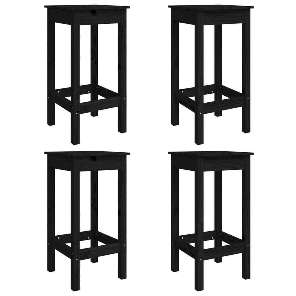Set Bar da Giardino 5 pz Nero in Legno Massello di Pino 3154734