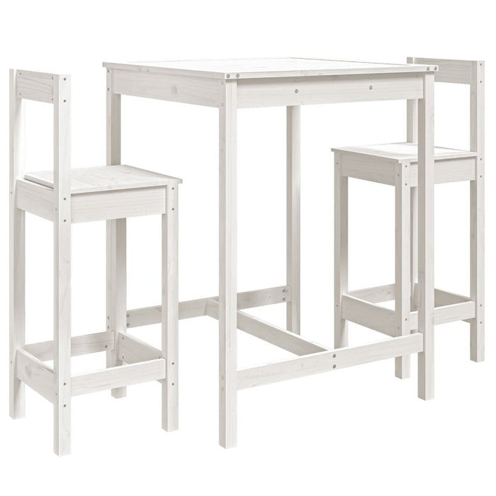Set Bar da Giardino 3 pz Bianco in Legno Massello di Pino 3154736