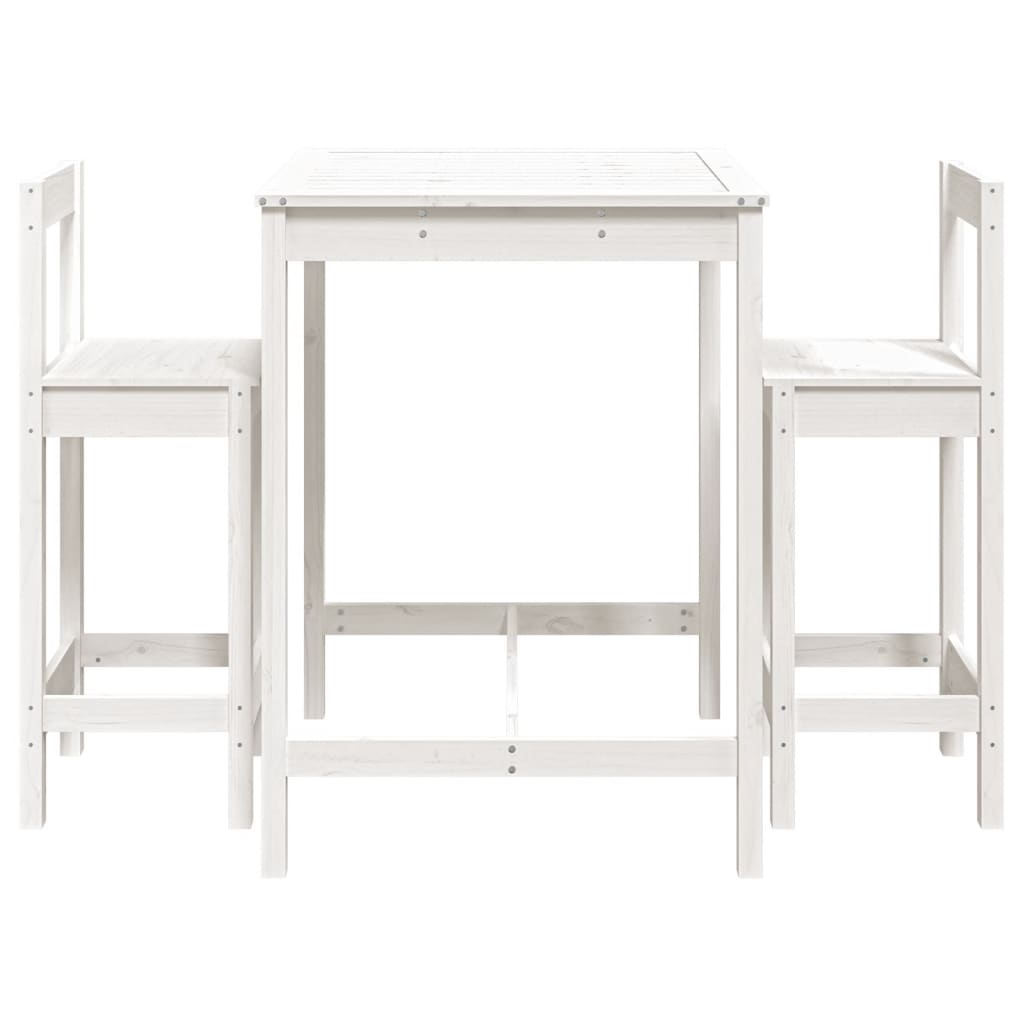 Set Bar da Giardino 3 pz Bianco in Legno Massello di Pino 3154736