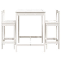 Set Bar da Giardino 3 pz Bianco in Legno Massello di Pino 3154736