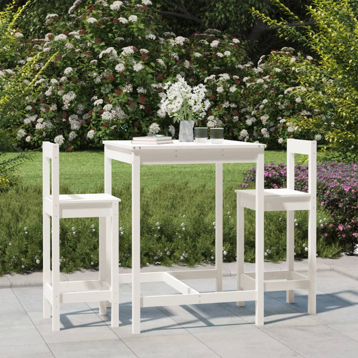 Set Bar da Giardino 3 pz Bianco in Legno Massello di Pinocod mxl 118222