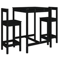 Set Bar da Giardino 3 pz Nero in Legno Massello di Pino 3154739