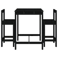 Set Bar da Giardino 3 pz Nero in Legno Massello di Pino 3154739