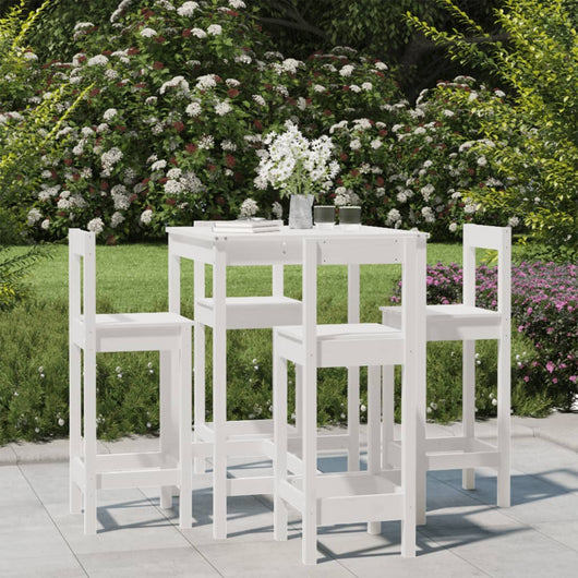 Set Bar da Giardino 5 pz Bianco in Legno Massello di Pinocod mxl 118223