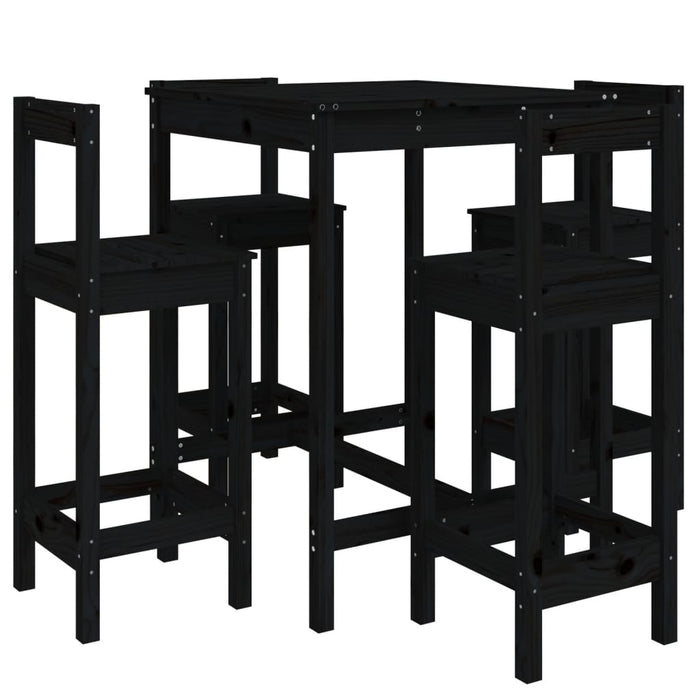Set Bar da Giardino 5 pz Nero in Legno Massello di Pinocod mxl 94051