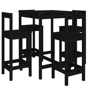 Set Bar da Giardino 5 pz Nero in Legno Massello di Pino 3154744