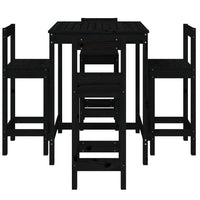 Set Bar da Giardino 5 pz Nero in Legno Massello di Pino 3154744