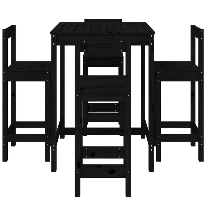 Set Bar da Giardino 5 pz Nero in Legno Massello di Pino 3154744