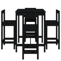 Set Bar da Giardino 5 pz Nero in Legno Massello di Pino 3154744