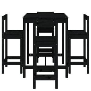 Set Bar da Giardino 5 pz Nero in Legno Massello di Pino 3154744
